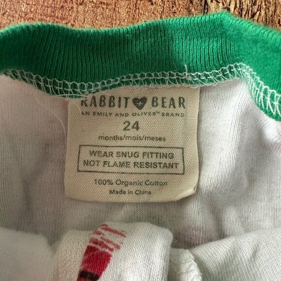 Rabbit + Bear Long Sleeve Christmas Pajamas Zip Front Organic Cotton 24 months - Picture 8 of 9